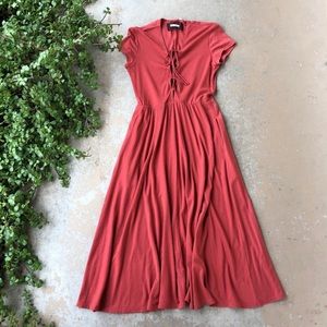 Reformation Sandy Lace-Up Midi Dress